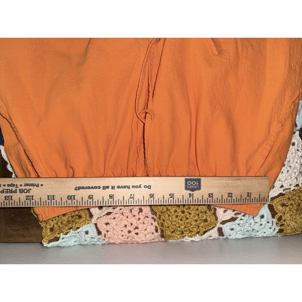 Orange‎ Button Down Shirt & Pull On Shorts Set Outfit Women's Small 100% Cotton - Picture 7 of 8
